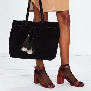 Loeffler Randall Calf Hair Tassel Drawstring Suede Tote